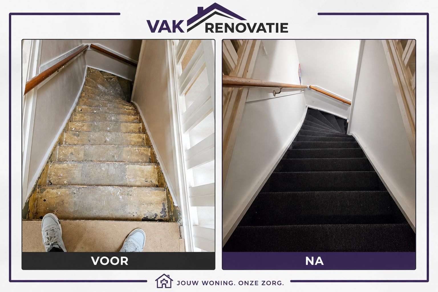 Trapbekleding: voor en na – Vakrenovatie