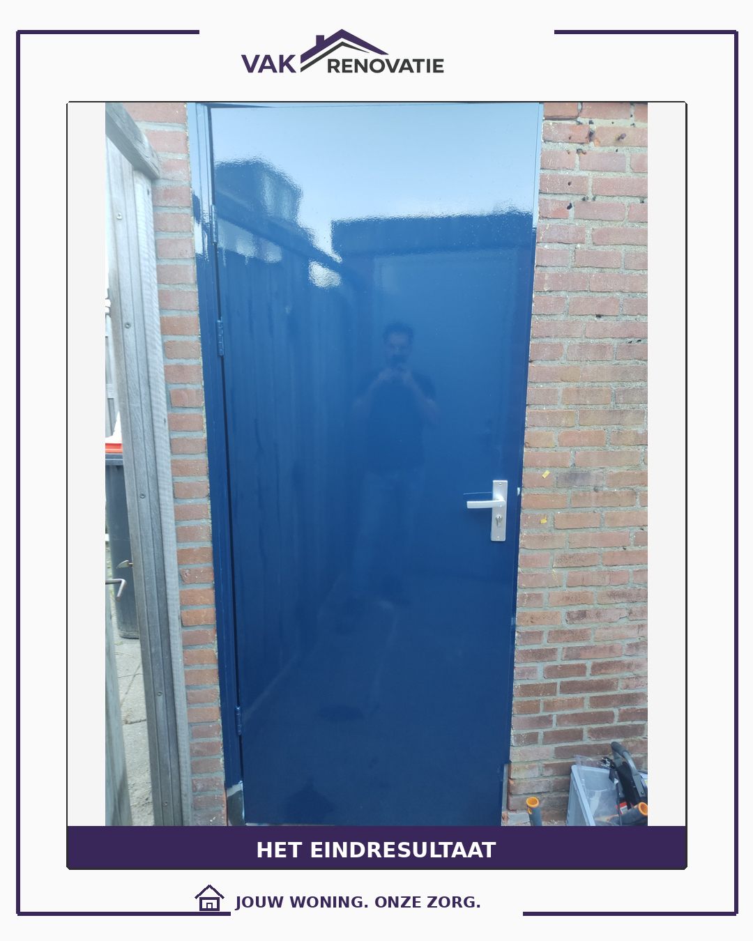 Blauwe buitendeur: eindresultaat – Vakrenovatie
