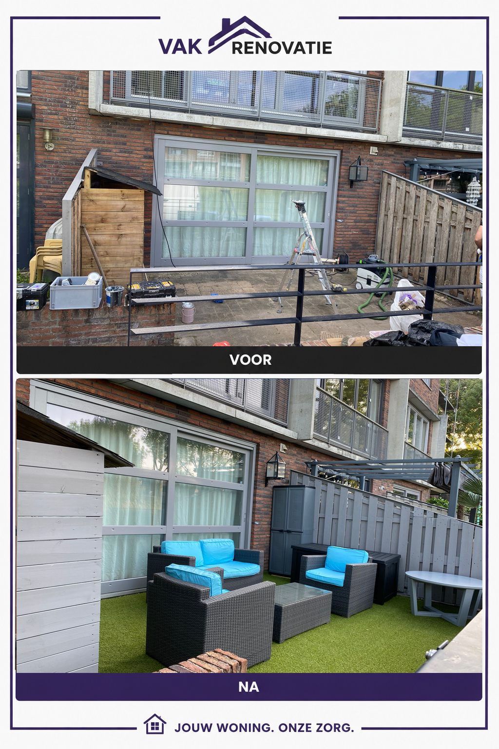 Terras en buitenruimte: voor en na – Vakrenovatie