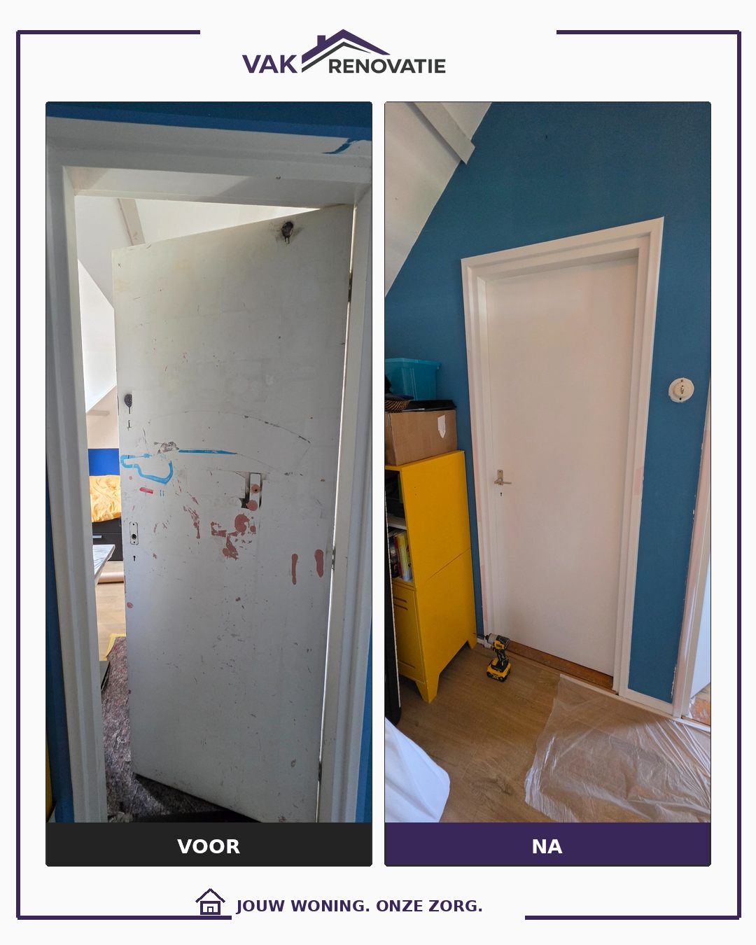 Deur en kozijn afwerken: voor en na – Vakrenovatie