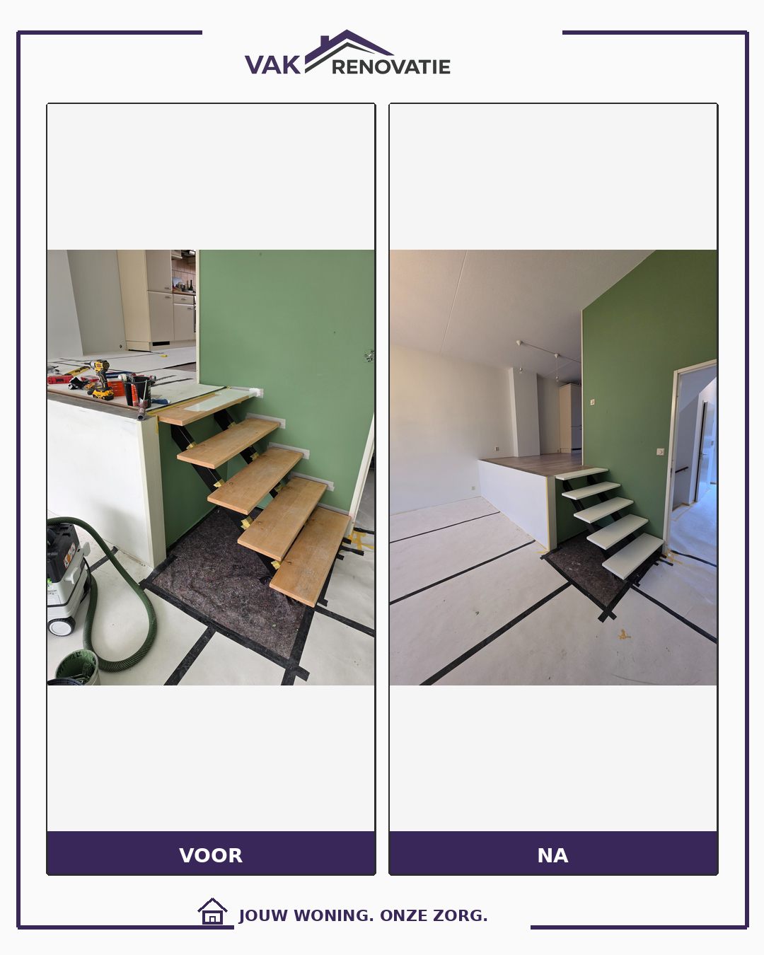 Trap schilderen: voor en na – Vakrenovatie