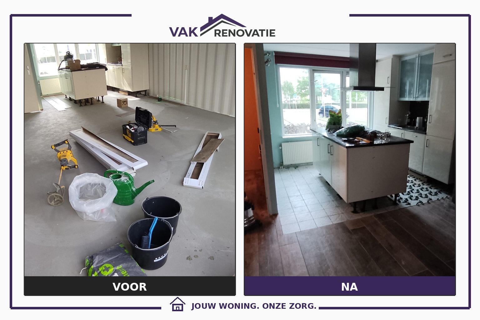 Keukenvloer: voor en na – Vakrenovatie