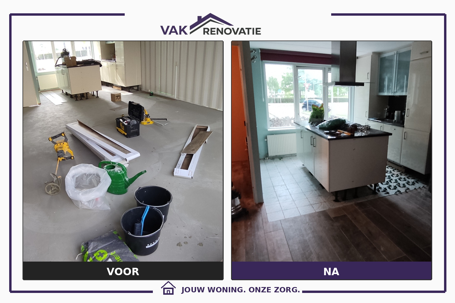 Vloerrenovatie bij een keuken in Hoorn: voor en na